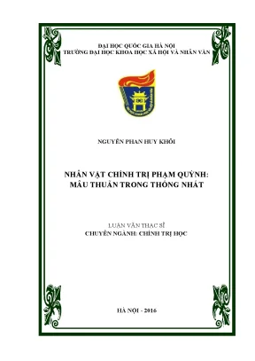 Luận văn thạc sĩ nhân vật chính trị phạm quỳnh mâu thuẫn trong thống nhất