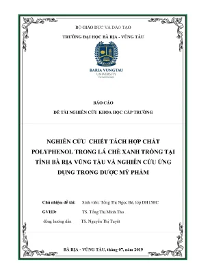 Luận văn tốt nghiệp nghiên cứu chiết tách hợp chất polyphenol trong lá chè xanh trồng tại tỉnh bà rịa vũng tàu và nghiên cứu ứng dụng trong dược mỹ phẩm