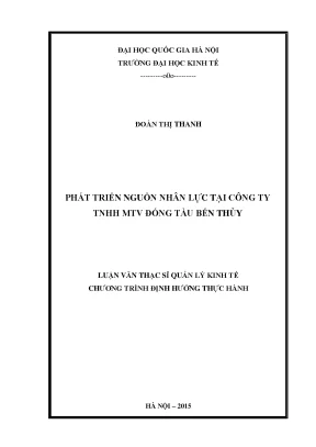 Luận văn thạc sĩ phát triển nguồn nhân lực tại công ty tnhh mtv đóng tàu bến thủy