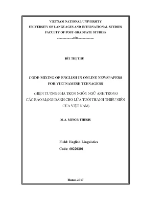 Luận văn thạc sĩ code mixing of english in online newspapers for vietnamese teenagers