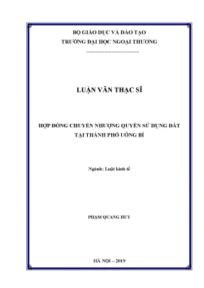 Luận văn thạc sĩ hợp đồng chuyển nhƣợng quyền sử dụng đất tại thành phố uông bí