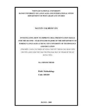 Luận văn thạc sĩ investigating how to improve oral presentation skills for the second year english major of the department of foreign language at hung yen university of technology and education