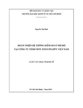 Luận văn thạc sĩ hoàn thiện hệ thống kiểm soát nội bộ tại công ty tnhh new toyo pulppy việt nam