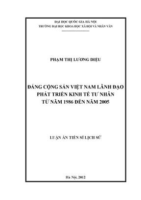 Luận án tiến sĩ đảng cộng sản việt nam lãnh đạo phát triển kinh tế tư nhân từ năm 1986 đến năm 2005
