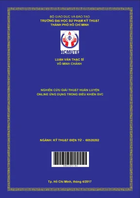 Luận văn thạc sĩ hcmute nghiên cứu giải thuật huấn luyện online ứng dụng trong điều khiển svc