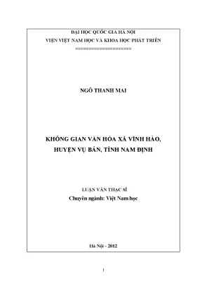Luận văn thạc sĩ không gian văn hóa xã vĩnh hào huyện vụ bản tỉnh nam định luận văn ths khu vực học 60 31 60