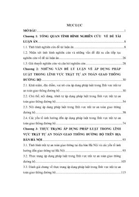 Luận án áp dụng pháp luật trong lĩnh vực trật tự an toàn giao thông đường bộ trên địa bàn thành phố hà nội
