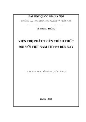 Luận văn thạc sĩ viện trợ phát triển chính thức đối với việt nam từ 1993 đến nay