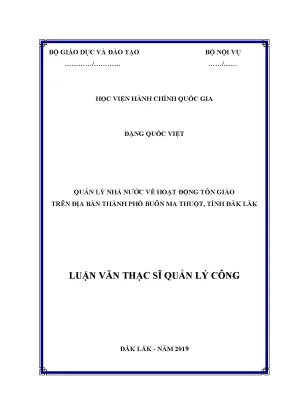 Luận văn thạc sĩ quản lý nhà nước về hoạt động tôn giáo trên địa bàn thành phố buôn ma thuột tỉnh đắk lắk