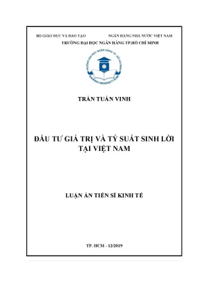 Luận án tiến sĩ đầu tư giá trị và tỷ suất sinh lời tại việt nam chuyên ngành tài chính ngân hàng