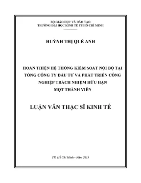 Luận văn thạc sĩ hoàn thiện hệ thống kiểm soát nội bộ tại tổng công ty đầu tư và phát triển công nghiệp tnhh mtv luận văn thạc sĩ