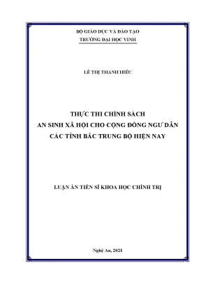 Luận án tiến sĩ thực thi chính sách an sinh xã hội cho cộng đồng ngư dân các tỉnh bắc trung bộ hiện nay