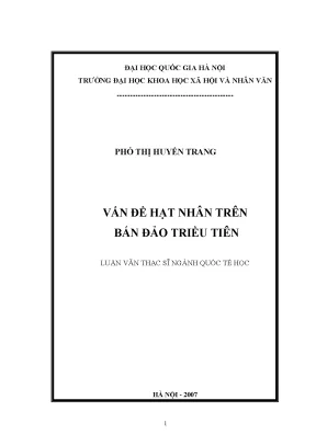Luận văn thạc sĩ vấn đề hạt nhân trên bán đảo triều tiên luận văn ths quốc tế học 60 31 40
