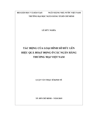 Luận văn thạc sĩ tác động của loại hình sở hữu lên hiệu quả hoạt động ở các ngân hàng thương mại việt nam