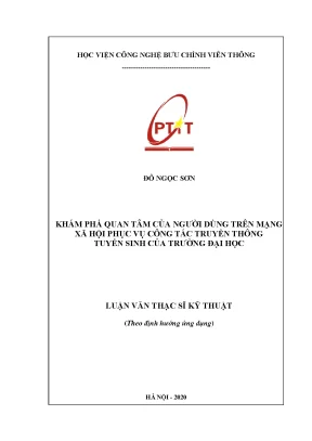 Luận văn thạc sĩ khám phá quan tâm của người dùng trên mạng xã hội phục vụ công tác truyền thông tuyển sinh của trường đại học