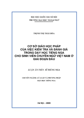Luận văn thạc sĩ cơ sở giáo học pháp của việc kiểm tra và đánh giá trong dạy học tiếng nga cho sinh viên chuyên ngữ việt nam ở giai đoạn đầu диссертация
