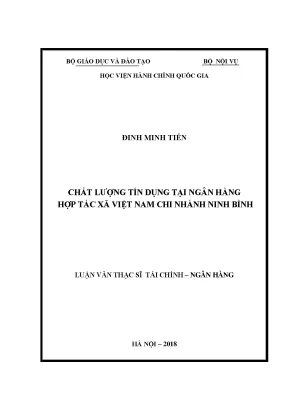 Luận văn thạc sĩ chất lượng tín dụng tại ngân hàng hợp tác xã việt nam chi nhánh ninh bình