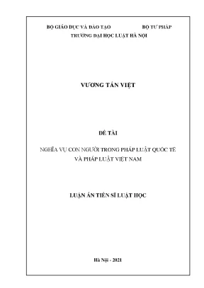 Luận án tiến sĩ nghĩa vụ con người trong pháp luật quốc tế và pháp luật việt nam