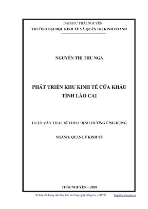 Luận văn thạc sĩ quản lý kinh tế phát triển khu kinh tế cửa khẩu tỉnh lào cai