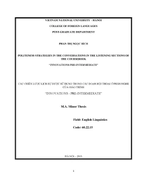 Luận văn thạc sĩ politeness strategies in the conversations in the listening sections of the coursebook innovations pre intermediate