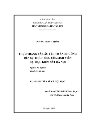 Luận văn thạc sĩ thực trạng và các yếu tố ảnh hưởng đến sự thích ứng của sinh viên trường đại học kiểm sát hà nội