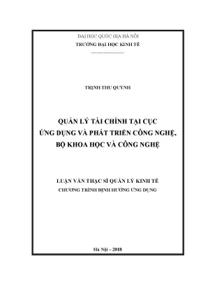 Luận văn thạc sĩ quản lý tài chính tại cục ứng dụng và phát triển công nghệ bộ khoa học và công nghệ