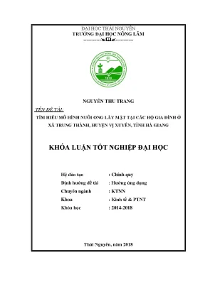 Luận văn tốt nghiệp tìm hiểu mô hình nuôi ong lấy mật tại các hộ gia đình ở xã trung thành huyện vị xuyên tỉnh hà giang