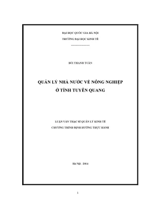 Luận văn thạc sĩ quản lý nhà nước về nông nghiệp ở tỉnh tuyên quang