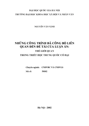 Luận án tiến sĩ thế giới quan trong triết học trung quốc cổ đại luận án ts triết học 62 22 80 05
