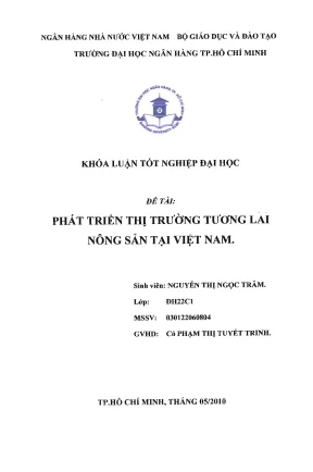 Luận văn thạc sĩ phát triển thị trường tương lai nông sản tại việt nam