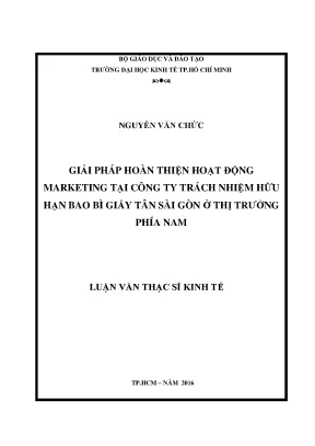 Luận văn thạc sĩ giải pháp hoàn thiện hoạt động marketing tại công ty tnhh bao bì giấy tân sài gòn ở thị trường phía nam
