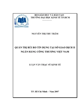 Luận văn thạc sĩ quản trị rủi ro tín dụng tại sở giao dịch ii ngân hàng công thương việt nam kèm dĩa cd luận văn thạc sĩ