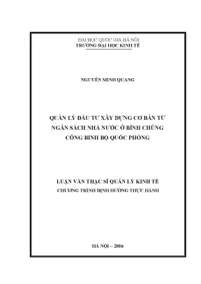 Luận văn thạc sĩ quản lý đầu tư xây dựng cơ bản từ ngân sách nhà nước ở bình chủng công binh bộ quốc phòng