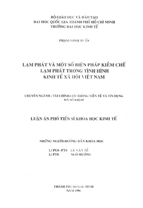 Luận văn thạc sĩ lạm phát và một số biện pháp kiềm chế lạm phát trong tình hình kinh tế xã hội việt nam