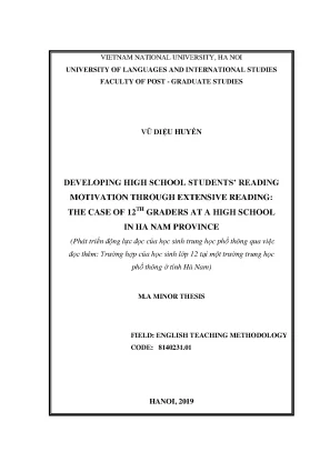Luận văn thạc sĩ developing high school students reading motivation through extensive reading the case of 12th graders at a high school in ha nam province
