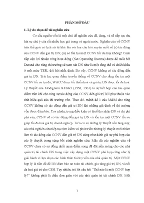 Luận án cơ cấu nguồn vốn của các công ty thuỷ sản niêm yết trên thị trường chứng khoán việt nam