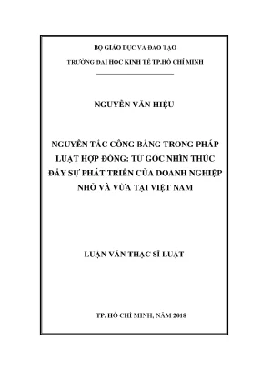 Luận văn thạc sĩ nguyên tắc công bằng trong pháp luật hợp đồng từ góc nhìn thúc đẩy sự phát triển của doanh nghiệp nhỏ và vừa tại việt nam