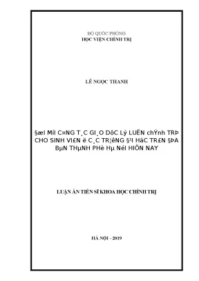 Luận án tiến sĩ đổi mới công tác giáo dục lý luận chính trị cho sinh viên ở các trường đại học trên địa bàn thành phố hà nội hiện nay
