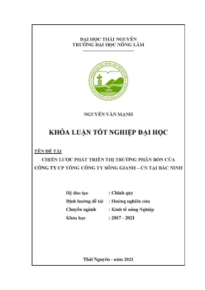 Luận văn tốt nghiệp chiến lược phát triển thị trường phân bón của công ty cổ phần tổng công ty sông gianh cn bắc ninh