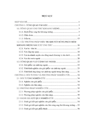 Luận án nghiên cứu sử dụng vạt cánh tay ngoài tự do trong điều trị các khuyết hổng phần mềm sau phẫu thuật cắt ung thư khoang miệng