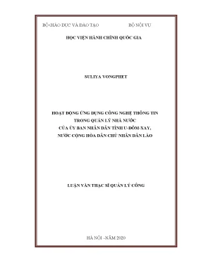 Luận văn thạc sĩ hoạt động ứng dụng công nghệ thông tin trong quản lý nhà nước của ubnd tỉnh u đôm xay nước cộng hòa dân chủ nhân dân lào