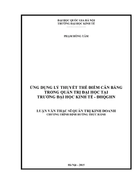 Luận văn thạc sĩ ứng dụng lý thuyết thẻ điểm cân bằng trong quản trị đại học tại trường đại học kinh tế đhqghn