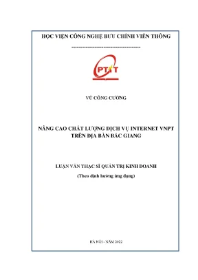 Luận văn thạc sĩ nâng cao chất lượng dịch vụ internet vnpt trên địa bàn bắc giang