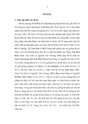 Luận án đặc điểm sinh trưởng và mối tương quan đa hình gen pou1f1 với tính trạng sinh trưởng của dê địa phương định hó