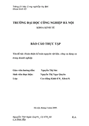 Luận văn tốt nghiệp hoàn thiện kế toán nguyên vật liệu công cụ dụng cụ trong doanh nghiệp công ty tnhh cao su inoue việt nam