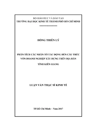 Luận văn thạc sĩ phân tích các nhân tố tác động đến cấu trúc vốn doanh nghiệp xây dựng trên địa bàn tỉnh kiên giang