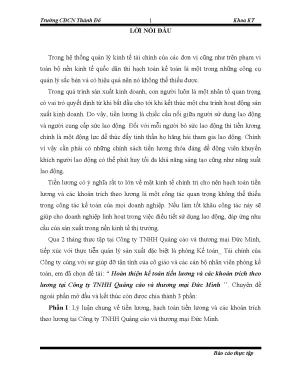 Luận văn tốt nghiệp hoàn thiện kế toán tiền lương và các khoản trích theo lương tại công ty tnhh quảng cáo và thương mại đức minh
