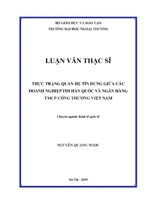 Luận văn thạc sĩ thực trạng quan hệ tín dụng giữa các doanh nghiệp fdi hàn quốc và ngân hàng tmcp công thương việt nam