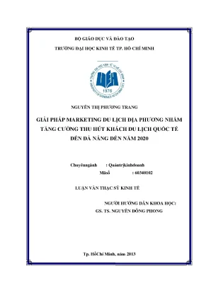 Luận văn thạc sĩ giải pháp tăng cường thu hút khách du lịch quốc tế đến đà nẵng đến năm 2020 luận văn thạc sĩ