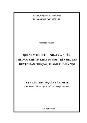 Luận văn thạc sĩ quản lý thuế thu nhập cá nhân theo cơ chế tự khai tự nộp trên địa bàn huyện đan phượng thành phố hà nội